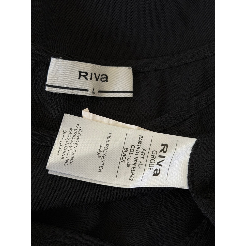 Riva Black High Low Asymmetrical Tunic Top Long Sleeve Size L Dark Academia - Picture 4 of 12